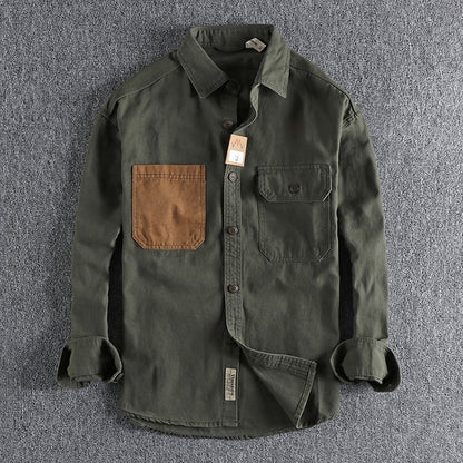 Long Sleeve Tactical Shirts Men  Patch Cargo Shirt Cotton American Casual Vintage Tooling Jacket Outdoor Workwear Blusas