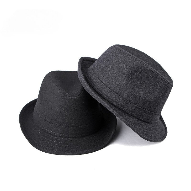 Gentleman Hat Men's British Style Retro Simple Pure Color Wool Top Hat Men's Casual Jazz Hat