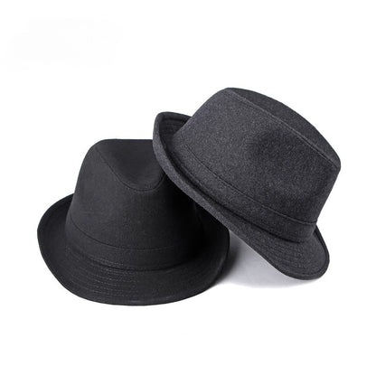 Gentleman Hat Men's British Style Retro Simple Pure Color Wool Top Hat Men's Casual Jazz Hat