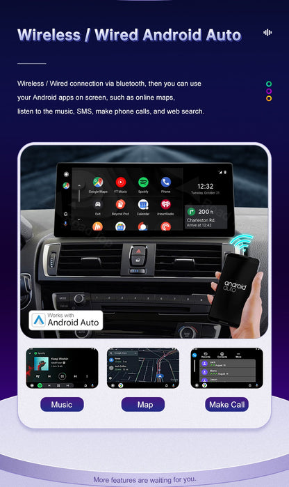 12.3inch Ultra Thin Screen For BMW 1/2/3/4 Series F20 F21 F22 F23 F30 F31 F33 F36 CIC/NBT/EVO Wireless CarPlay Multimedia Radio