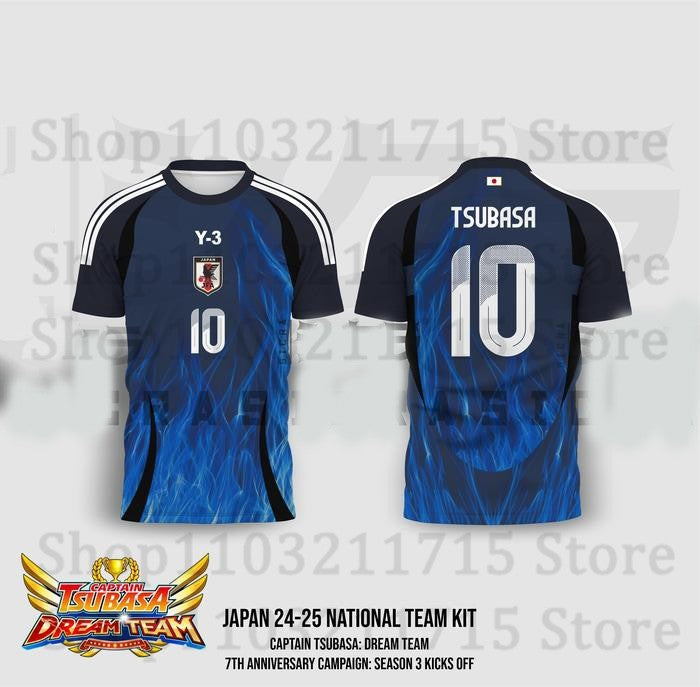 Japan National Team Kit Captain Tsubasa Football Jersey 3D Print Anime Cosplay Soccer T-Shirt Men Women Sport Tees Kids Y2k Tops