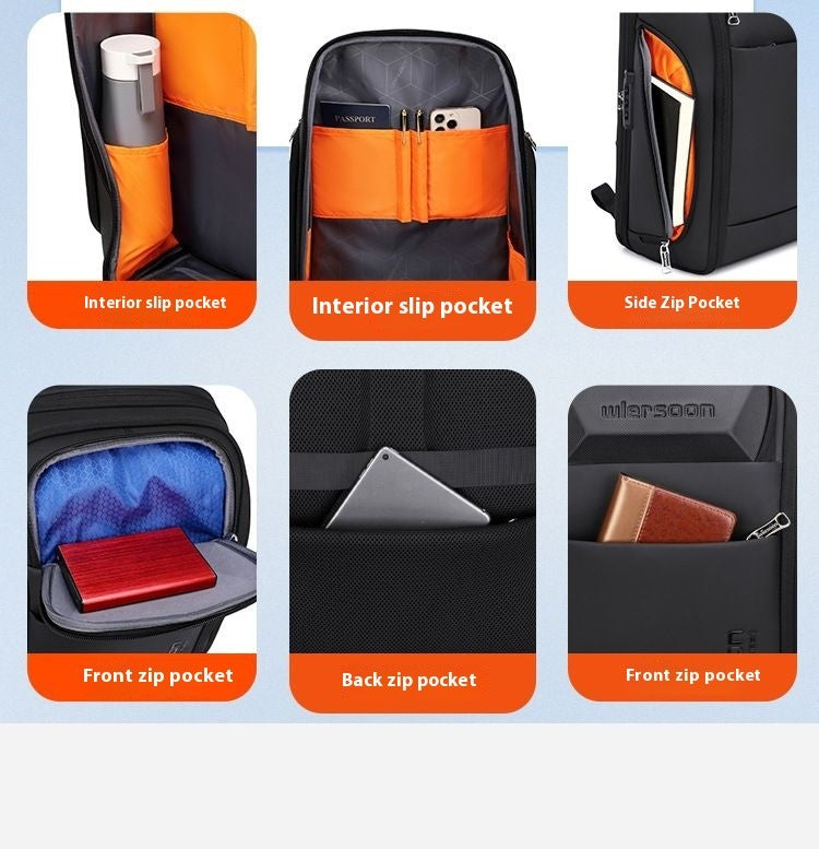 Mochila de negócios masculina 35 L Mochila à prova d'água Grande capacidade Viagem de negócios Multifuncional Senha Antirroubo Bolsa para laptop