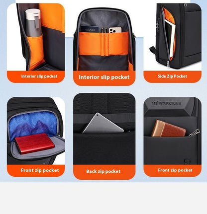 Mochila de negócios masculina 35 L Mochila à prova d'água Grande capacidade Viagem de negócios Multifuncional Senha Antirroubo Bolsa para laptop
