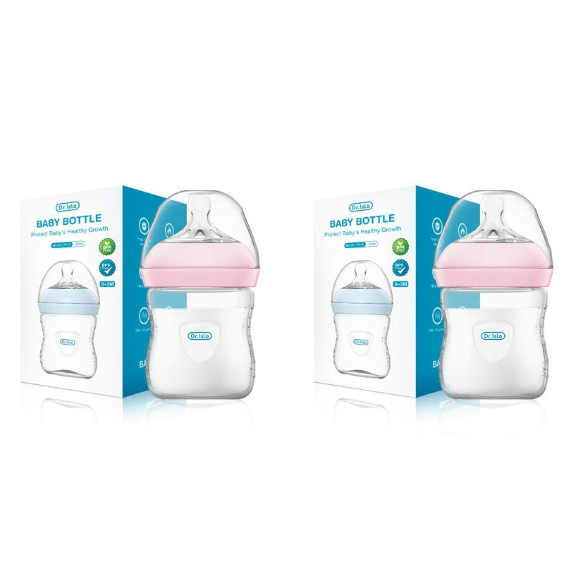 MAMIJOY 2PCS 150/240/330ML Baby Bottle With Handle Anti-bloating?Anti-drop Clear Scale Newborn Bottle Feeding Bottles PP15/24/33