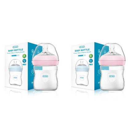 MAMIJOY 2PCS 150/240/330ML Baby Bottle With Handle Anti-bloating?Anti-drop Clear Scale Newborn Bottle Feeding Bottles PP15/24/33