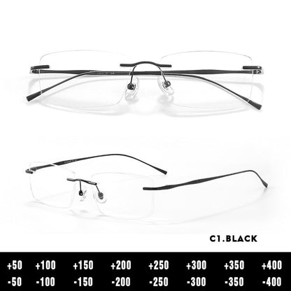 O-Q CLUB Ultra-light Titanium Reading Eyeglass Frames Men Fashion Simple Rimless Myopia Glasses Customized Prescription Glasses