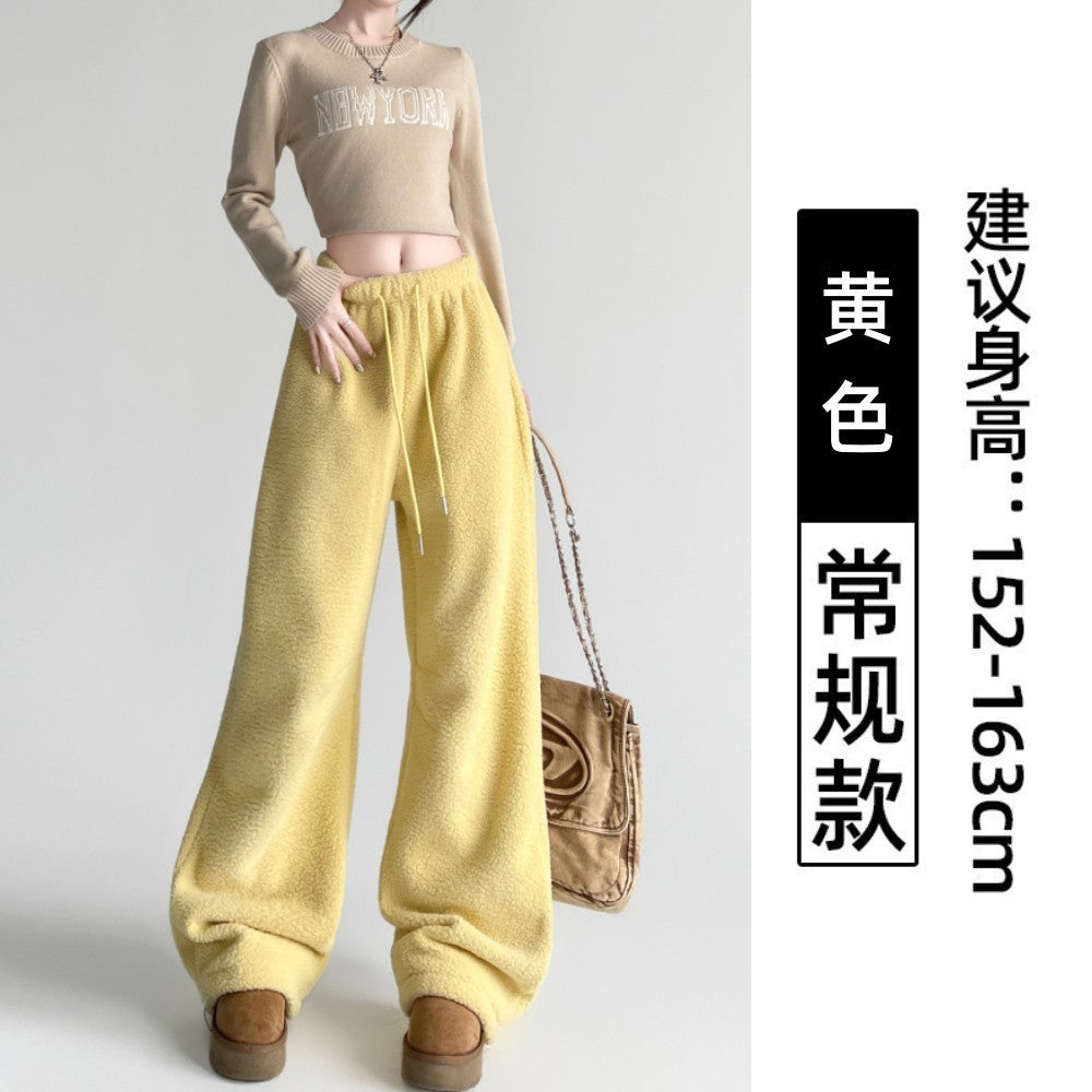 2025 New Winter Velvet Thick Pants Men Warm Straight Casual Pants Streetwear Loose Wide Leg Pants Thicken Lamb Wool Trousers