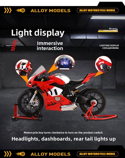 Simulação Liga 1:6 Ducati V4S Modelo de Motocicleta de Corrida Diecast Liga de Moto Brinquedo Coleção Miniatura Carro Decoração de Casa