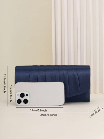 Ladies Dinner Bag Pleated Solid Color Clutch Party Dinner Wedding Light Luxury Envelope Evening Bag for Prom, Dinner/Banquet
