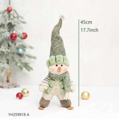 2026 New Green Forest Christmas Decorations Telescopic Elk Snowman Doll Skiing Plush  Navidad Home Decor New Year Gift