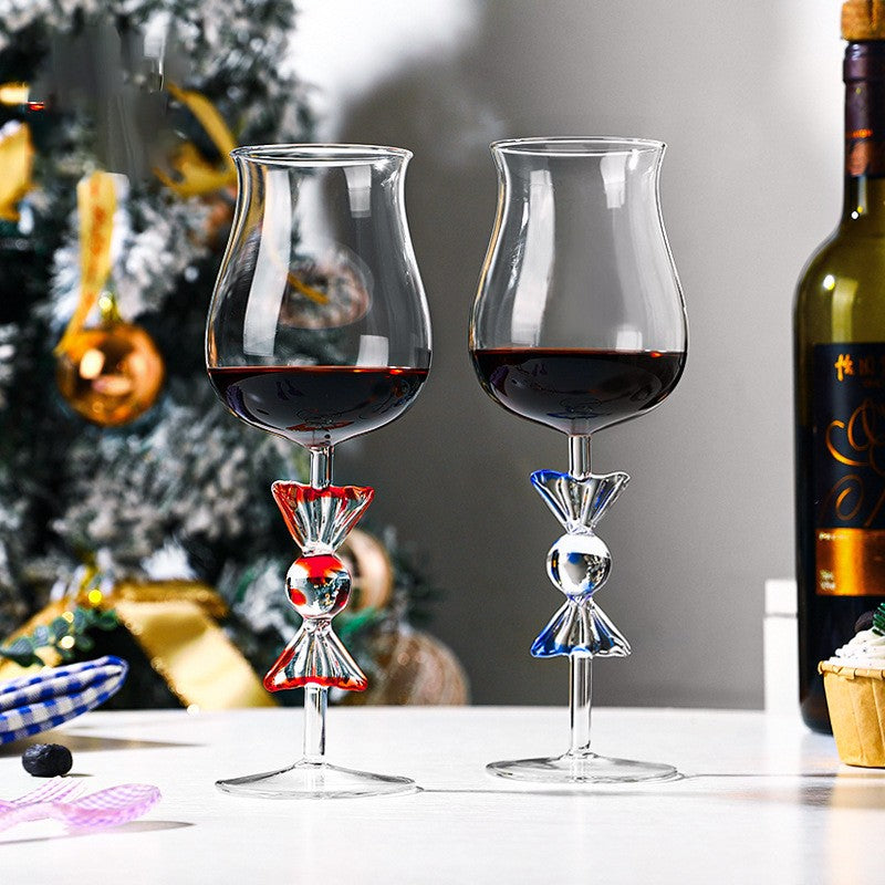 Copo de Vidro Criativo de Alta Boro para Doces, Taça Alta, Presente de Natal, Taça de Vinho Tinto para Doces de Alta Qualidade para Casa