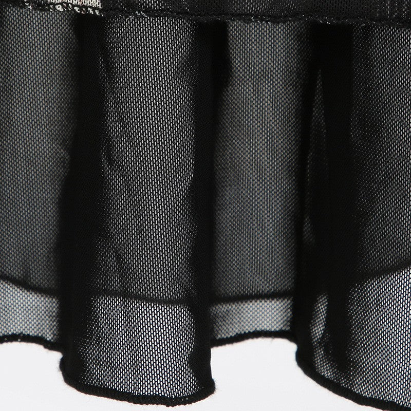 Goth Dark Y2K Aestheics Double Layer Mesh A-line Skirt Women Fashion Florals Pri