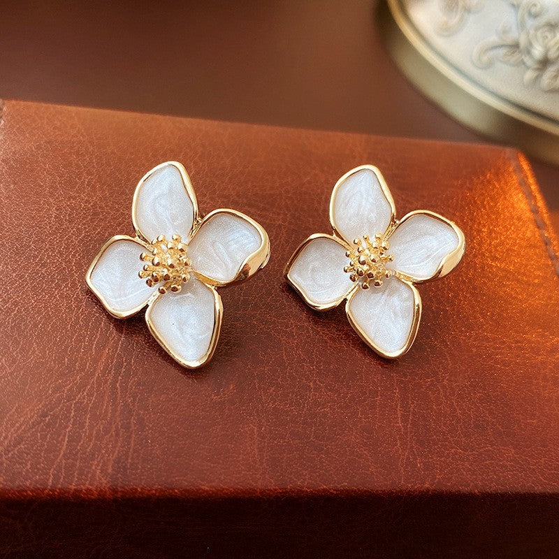 Brincos de Hibisco de Aço Inoxidável para Mulheres Meninas Brincos Vintage Românticos Joias da Moda Elegantes para Festa Presentes