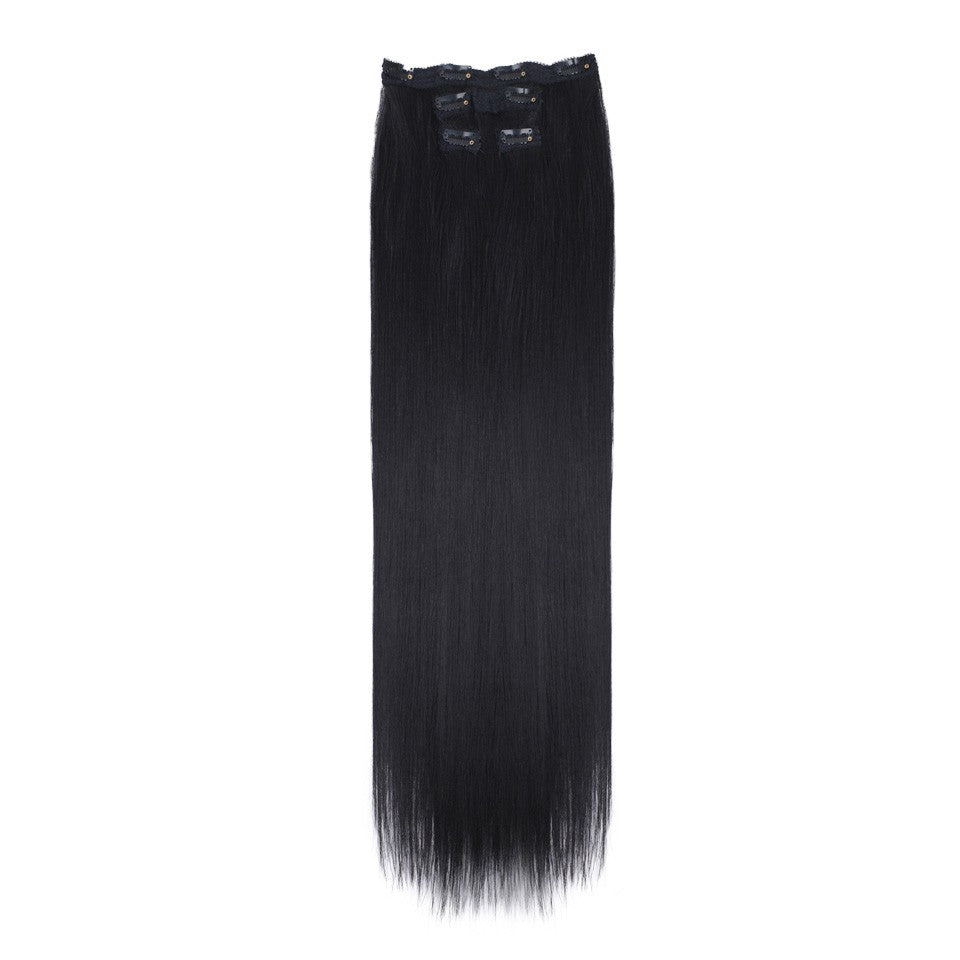 FASHION IDOL Long Straight Hairstyle 8 Clips In Hair Extensions Blonde 60CM Natural Synthetic Hair Daily Use Hairpiece Fake Hair