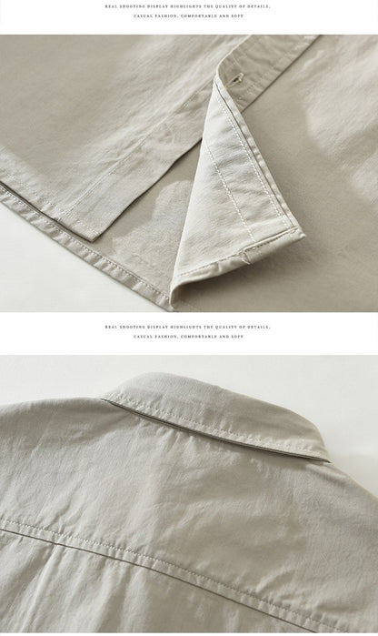 100% Cotton Long Sleeve Shirt for Men Clothing Multi-pockets Versatile Streetwear 2025 Autumn New Casual Cargo Mens Shirt