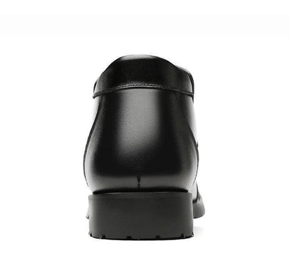 Botas de Neve Masculinas Couro Preto Estilo Britânico Sapatos de Inverno Masculino Casual Pelúcia Grossa Trabalho de Alta Qualidade Antiderrapante Forro de Lã Moda