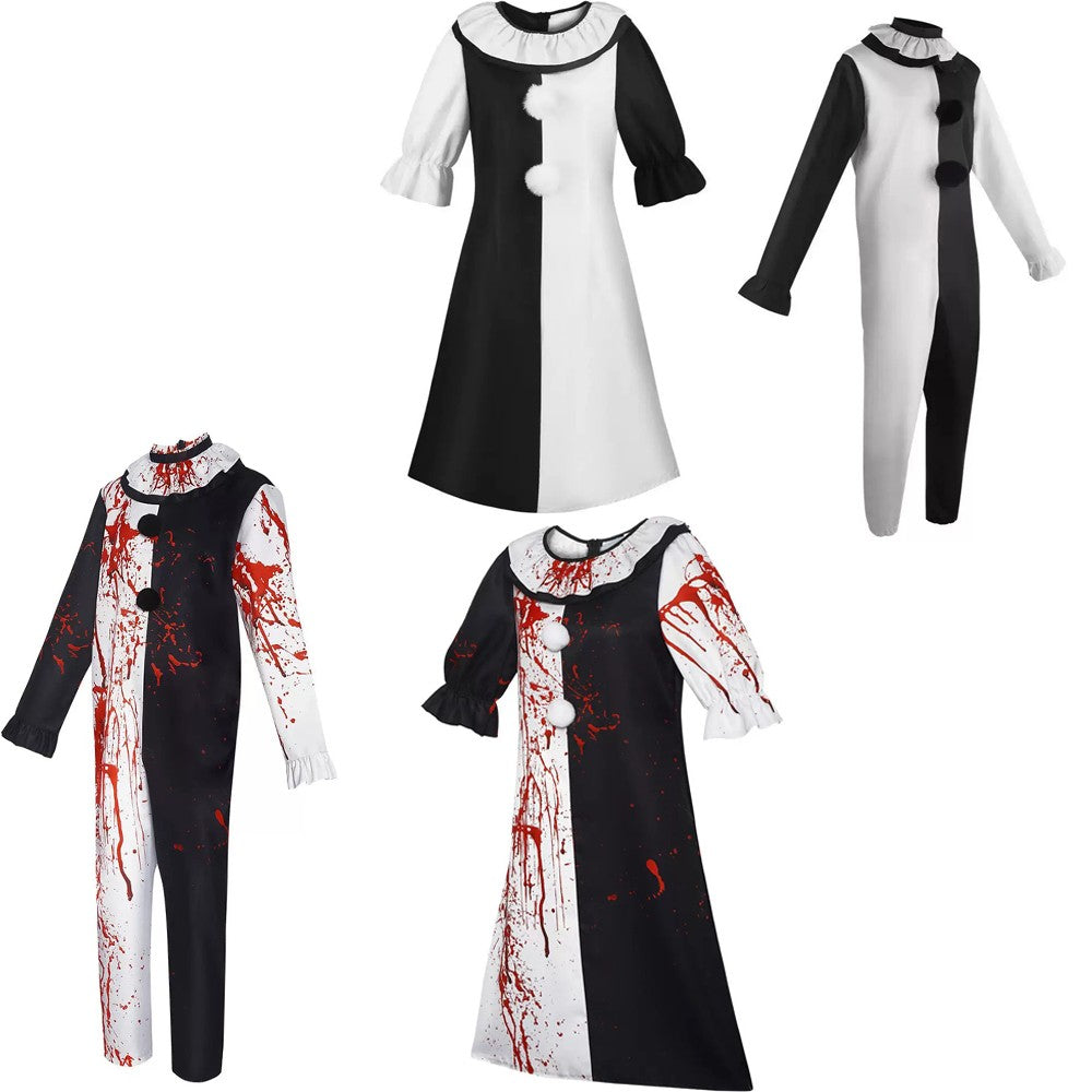 HOT Terrifierr Cosplay Costume 1 Set Female Or Male Horror Carnival Party Skin-Tight Killer Clowns Jumpsuit for HalloweenCostume