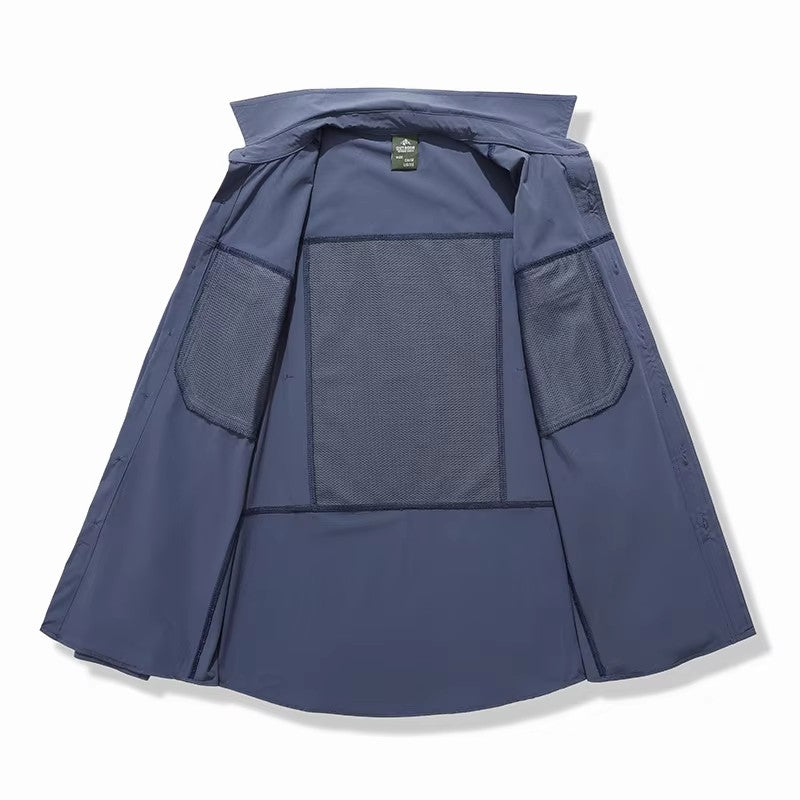 Spring Men Long Sleeve Shirts Mens Tactical Work Outdoor Cargo Shirts Men Summer Casual Breathable Quick Dry Safari Hiking Shirt