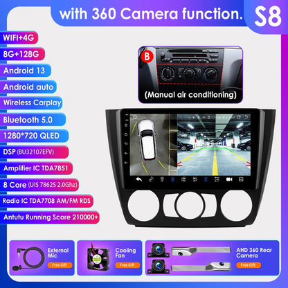 Carplay 4G Android 13 Car Radio for BMW 1 Series E81 E82 E87 E88 AT MT Auto Manual Multimedia Player Nav GPS 2Din Stereo DSP RDS