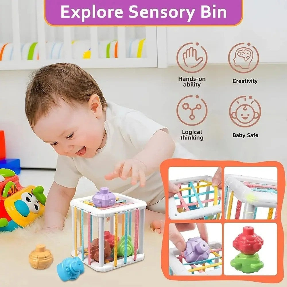 Atividade Sensorial de Empilhar Cubos Geométricos Jogo de Treinamento de Habilidades Motoras Finas e Dedos Brinquedos Educacionais Precoces Para Bebês Presente
