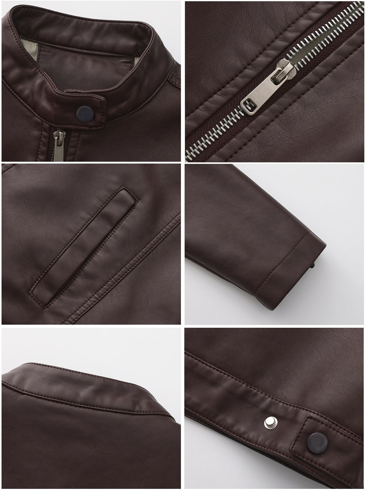 Black Women's Fitted Leather Jacket with Front Zipper & Side Pockets?, Available in Brown, Navy Blue, and Beige.