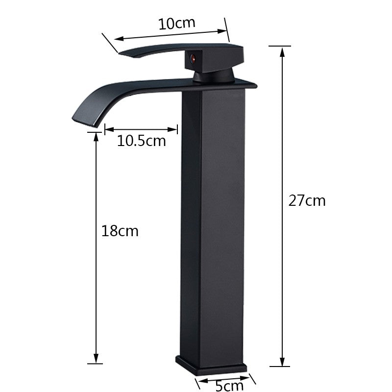 Matte Black Basin Faucet Deck Mounted Single Lever Bathroom Crane Waterfall Brass Bathroom Tap Hot Cold Water Mixer Taps
