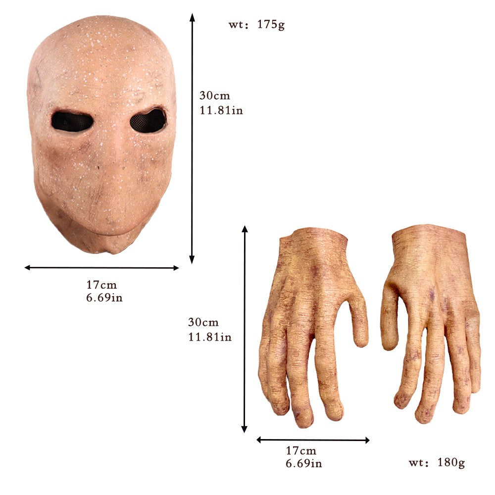 Horror Slenderman Mask Gloves Cospaly Faceless Man Alien Skull Latex Hand Masks Halloween Carnival Purim Party Costume Prop Gift