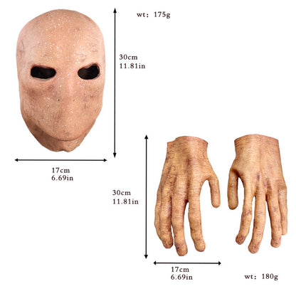 Horror Slenderman Mask Gloves Cospaly Faceless Man Alien Skull Latex Hand Masks Halloween Carnival Purim Party Costume Prop Gift