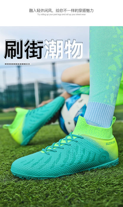 New High Top Football Shoes Cleats Soccer Shoes Boys And Girls Broken TF Nails For Adult Competitions Long Nails Training Boots