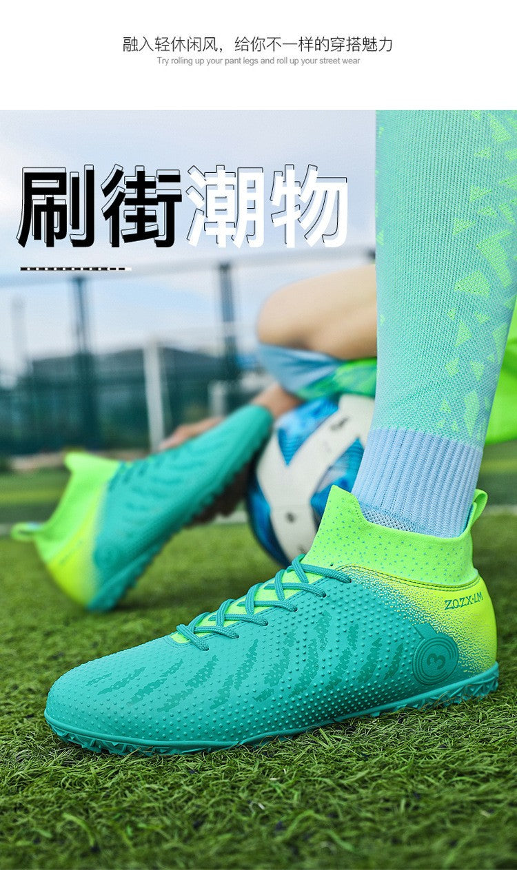 New High Top Football Shoes Cleats Soccer Shoes Boys And Girls Broken TF Nails For Adult Competitions Long Nails Training Boots