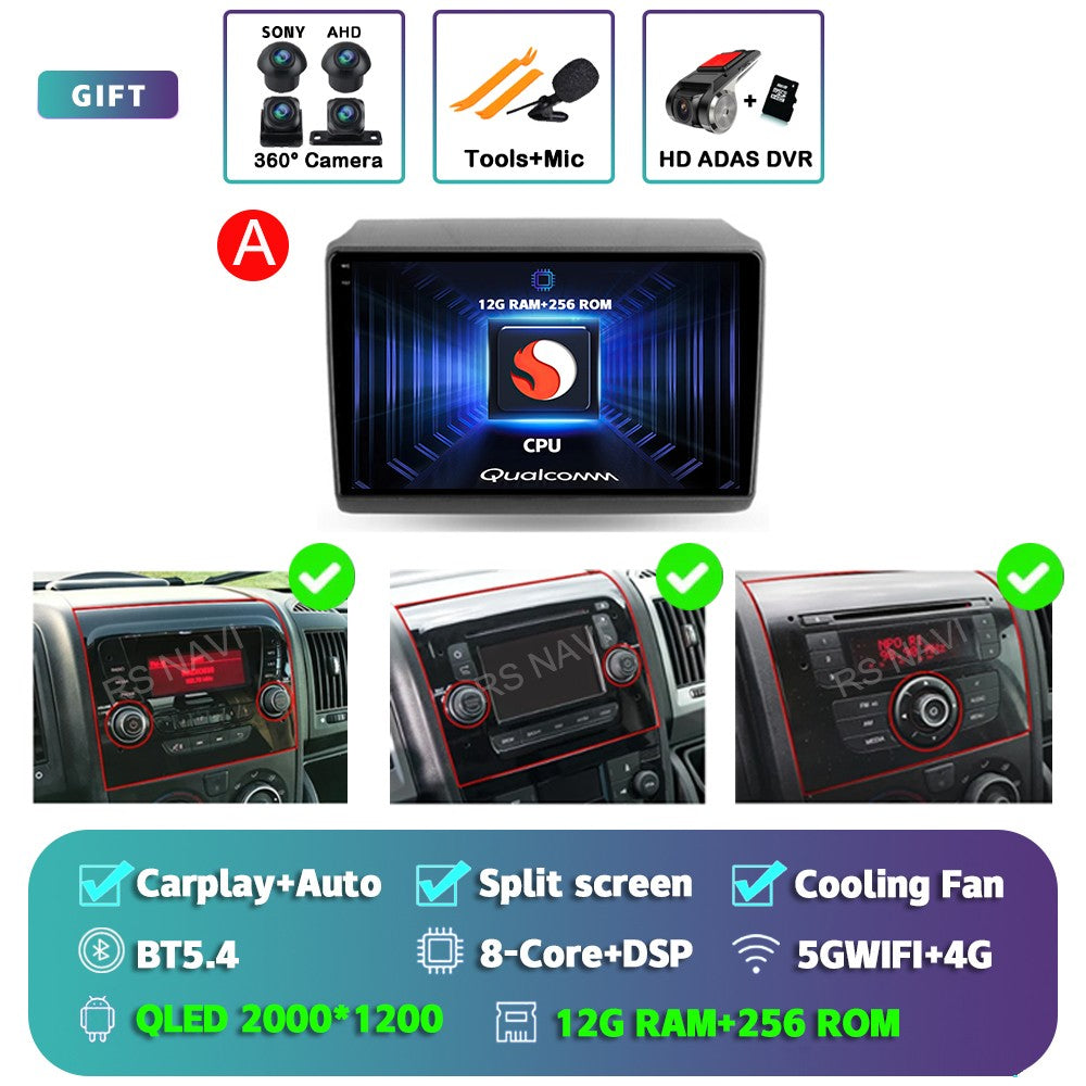 Android 15 para Fiat Ducato Peugeot Boxer Citroen Jumper 2006-2022 2K QLED Rádio Multimídia Estéreo Automotivo GPS CarPlay