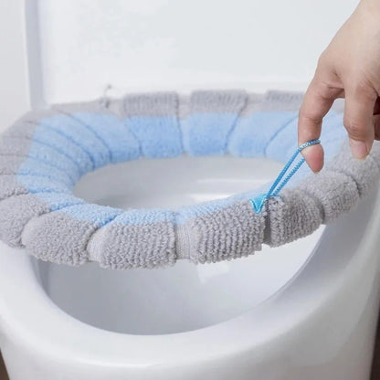Assento Sanitário de Inverno Universal Portátil Macio Lavável Espessado de Pelúcia Capa de Assento Tapete Almofada de Vaso Sanitário para Banheiro com Acessórios