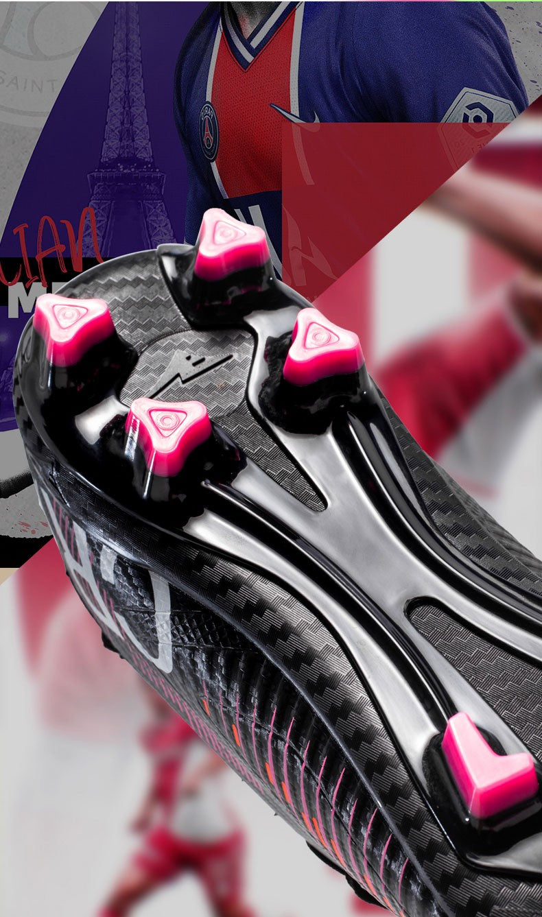 Unisex Soccer Shoes High-Tops Lace-Up Non-Slip Spikes Outdoor Sports Athletic Football Cleats for Professional Training Sneaker