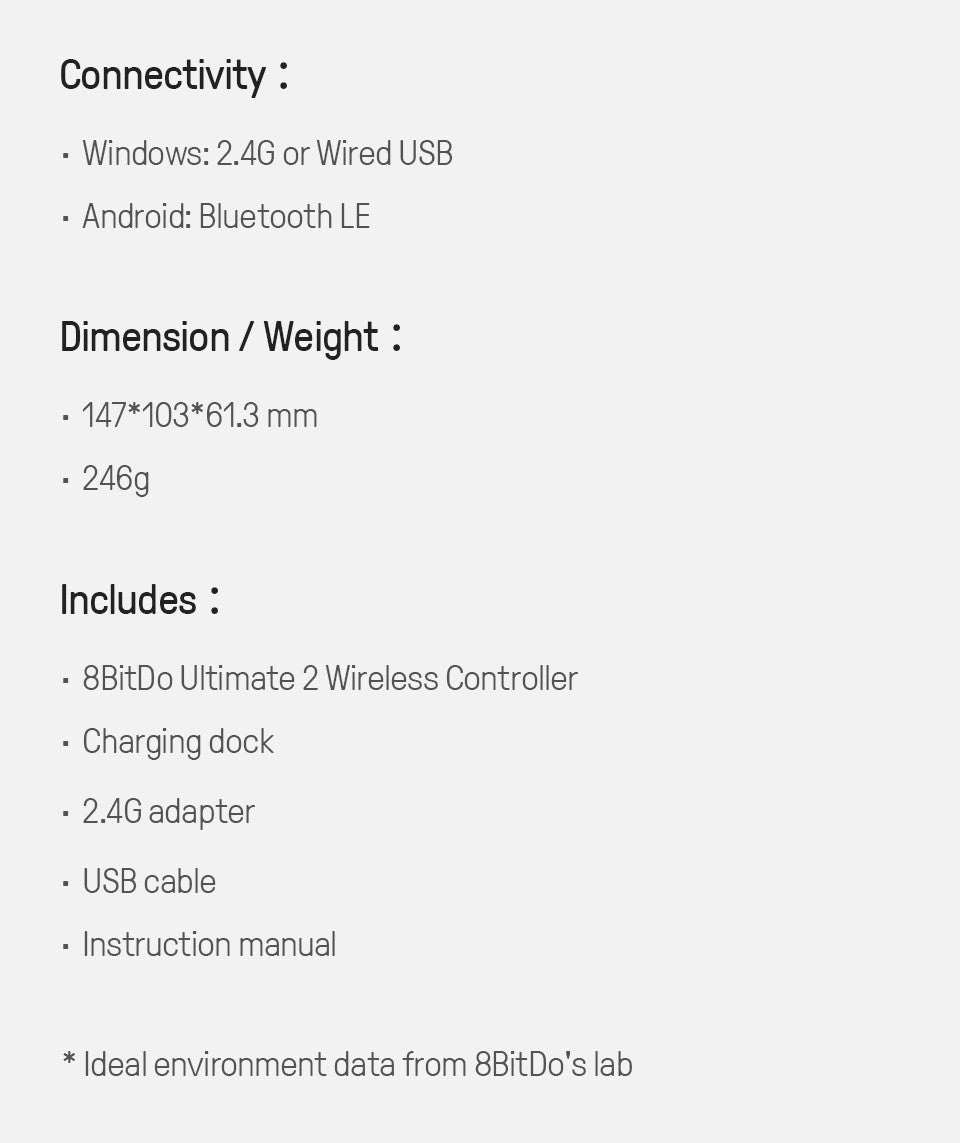 8BitDo Ultimate 2 Wireless Gaming Controller for PC & Android with TMR Joysticks, Switchable Triggers, Motion Control, 8Speed