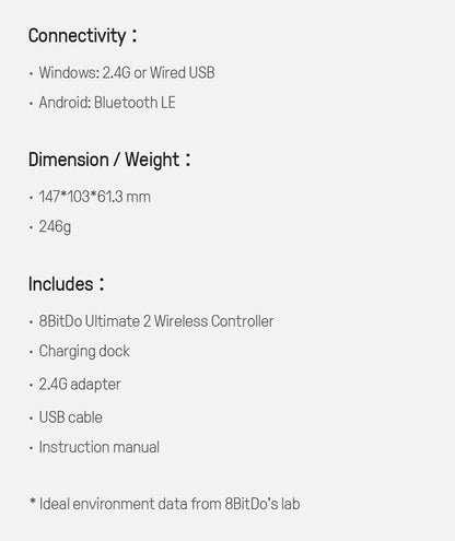 8BitDo Ultimate 2 Wireless Gaming Controller for PC & Android with TMR Joysticks, Switchable Triggers, Motion Control, 8Speed