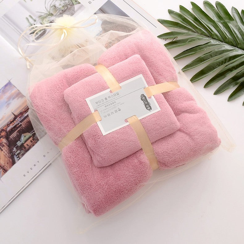 2PC Bath Towels Set Super Soft Highly Absorbent Quick-drying Coral Velvet Bath Towel For Adults Hotel & Spa Use