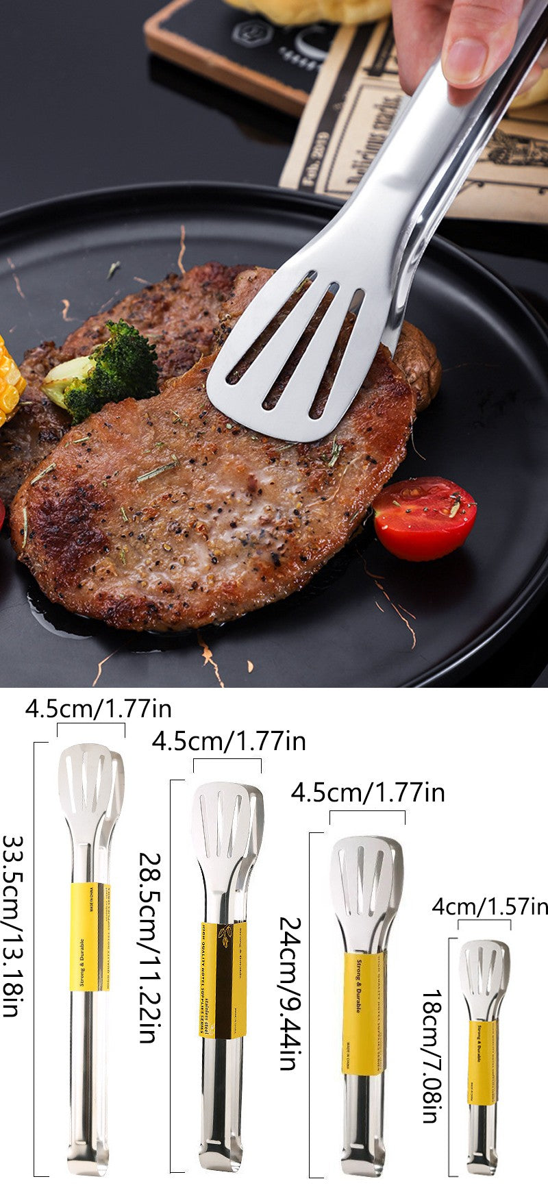Stainless Steel Food Tongs Barbecue Tongs Desserts Steak Food Serving Clip Tweezers Long BBQ Cooking Tongs Kitchen Utensils