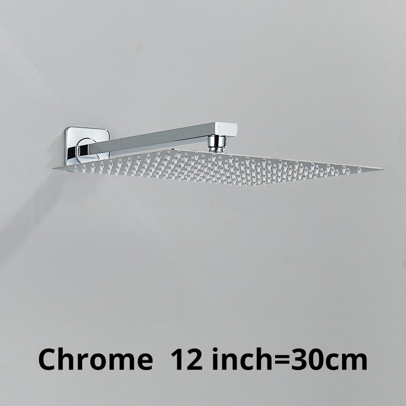 Chuveiro Quadrado de Teto 8"/10"/12" Ultrafino para Banheiro com Braço de Chuveiro Acessórios de Torneira Montado na Parede