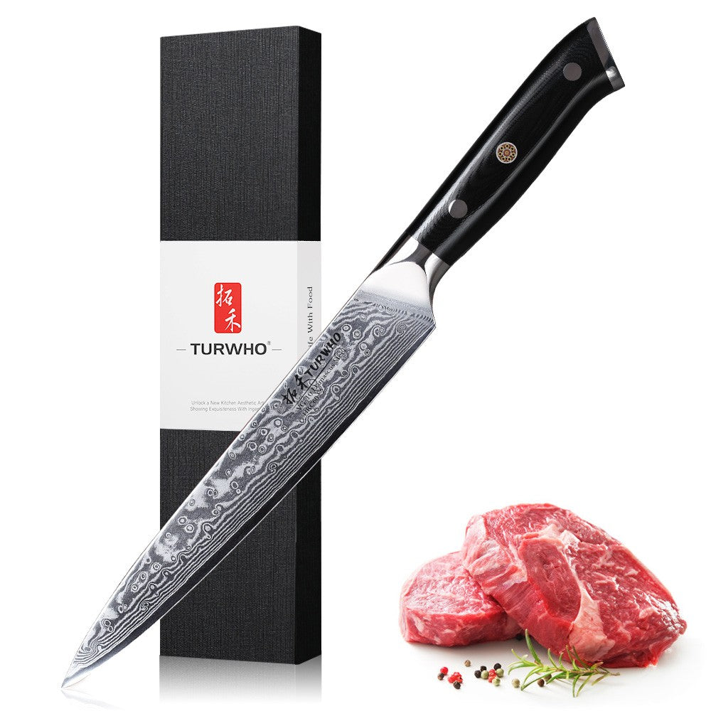 Conjunto de Facas TURWHO 1-6 Peças Aço Damasco 67 Camadas Facas de Cozinha Santoku Faca de Chef Faca Multiuso Para Pão Ferramentas de Cozinha