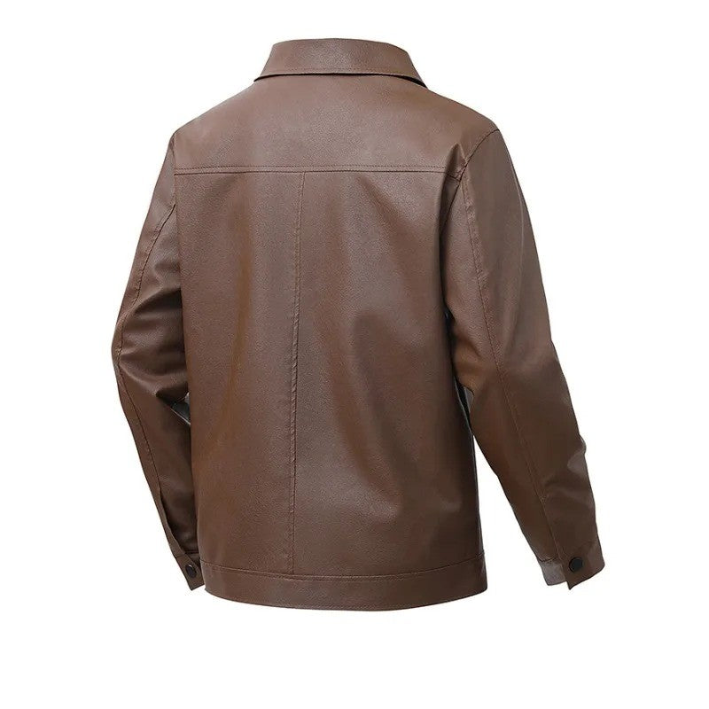 Men's New Leather Jacket Mens Top Windproof Casual Jacket Spring and Autumn Slim Fit Lapel Casual Jacket Bomber Coat