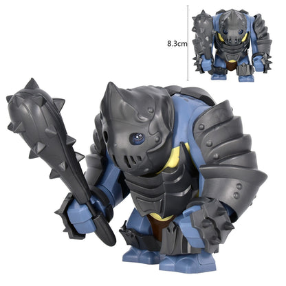 Medieval Cave Troll Building Blocks Weathered Rust Armor Rich Accessories Large Posable Brick Figure Fantasy Collectible Toy