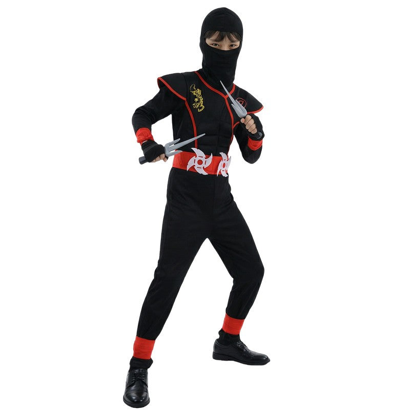 Ninja Costume Set Blue Masked Ninja Halloween Party Dress Up Outfit for Children Boys Girls with Toy Gift Holiday Party Costume