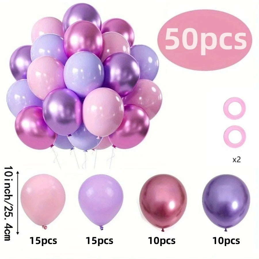 42pcs Pink and Purple Party Balloons Metallic Rose Red Purple Latex Balloons for Girls Birthday Wedding Party Decorations