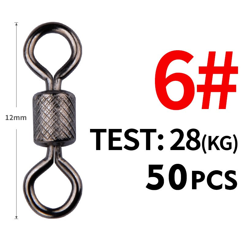 Meredith 50PCS/Lote Giradores de Pesca Rolamento de Esferas Giratório com Fecho de Segurança Anéis Sólidos Giratório para Acessórios de Pesca de Carpa