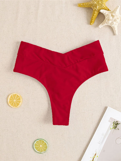 S - XL High Waist High Leg Cut Bikini Bottom Swim Brief Women Swimwear Female Bather Brazilian Tanga Panties Underwear K7095