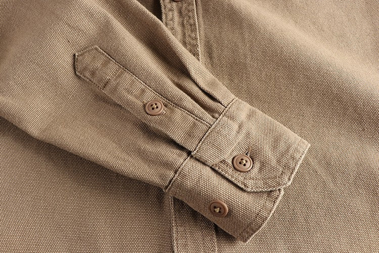 2025 Spring and Autumn New American Retro Woven Twill Cargo Shirt Men's Simple 100% Cotton Washed Double Pocket Causal Blousers