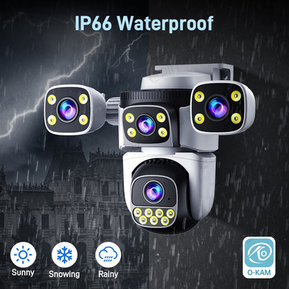 DIFANG 20MP 4 Screens WiFi Security Camera Outdoor 5X  Zoom Quad Lens Auto Tracking Waterproof Night Vision CCTV Cameras