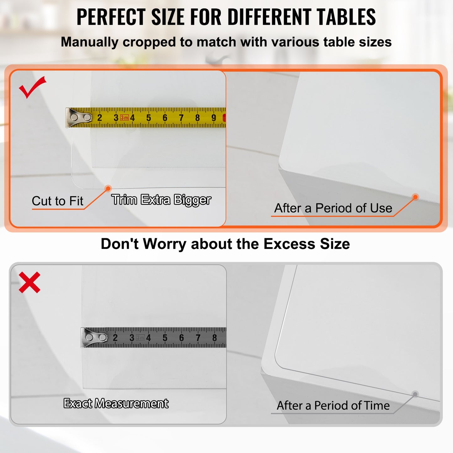 SucceBuy 2mm PVC Table Cloth Transparent Clear Desk Cover Protector Plastic Soft Glass Waterproof Oilproof for Dining Table