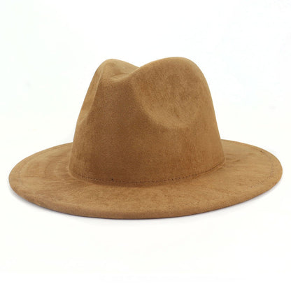 Chapéus Fedora de Camurça Feminino de Luxo Cor Sólida Elegante Festa Igreja Cartola Masculino Aba Larga Panamá Boné de Feltro Sombreros De Mujer