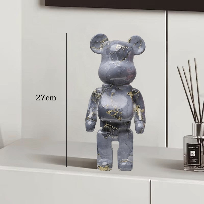 Estátua Urso Graffiti 27cm Bloco Tinta Urso Decoração Enfeites de Resina para Desktop Decoração de Casa Sala de Estar Urso Escultura de Chão Presentes